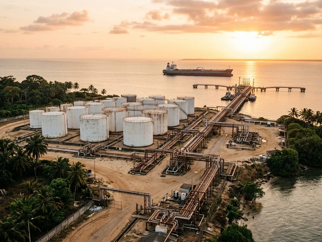Terminal pétrolier et réservoirs de stockage